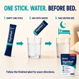 NightRaft three-step bedtime routine: empty one stick, mix with water and take before bed