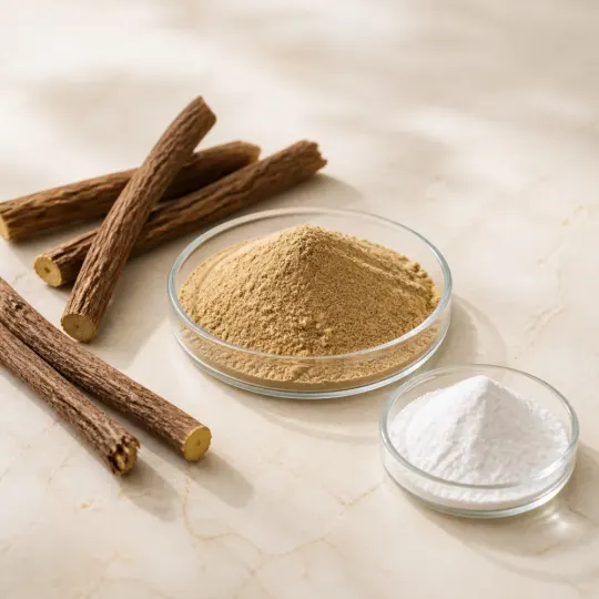 Licorice root extract and zinc-L-carnosine powders