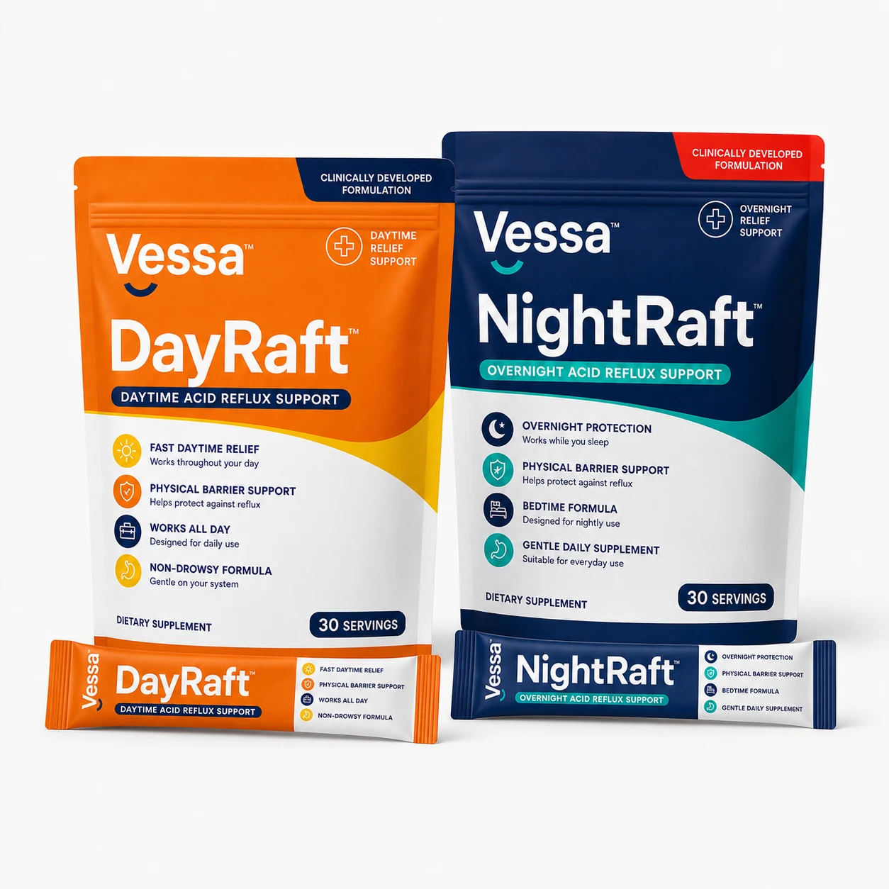 Vessa DayRaft and NightRaft pouches together